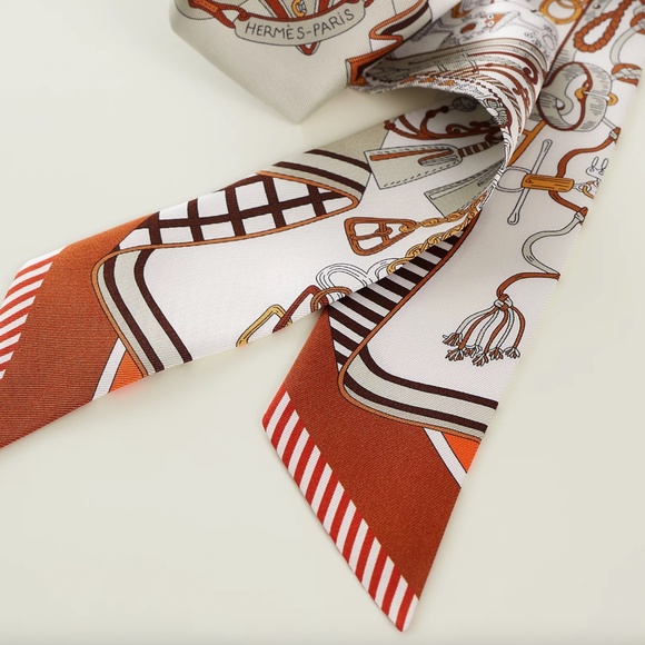 HERMES Bouquets Sellier Silk Ribbon Twilly Scarf NWT - Picture 15 of 15
